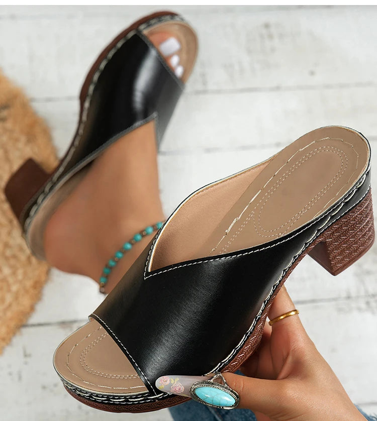 Women's Sandals Summer 2025 Heels Sandalias Mujer Peep Toe Woman ShoesCSummer Footwear Women Heeled Slippers Luxury Heeled Shoes