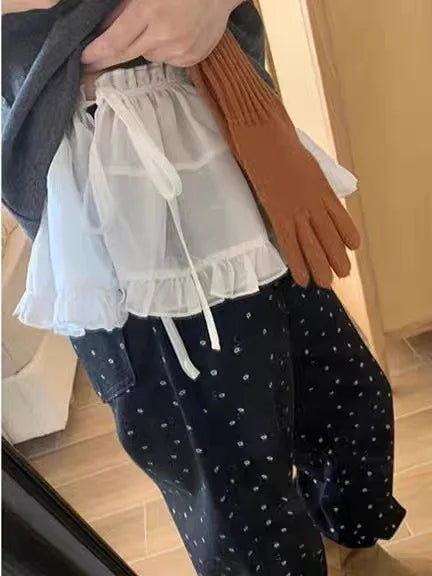 French Lace Up Short Fart Curtain Skirt Spring Layered Skirt INS Women Wrap Skirt Bandage Dress Apron Curtain Expansion Skirt