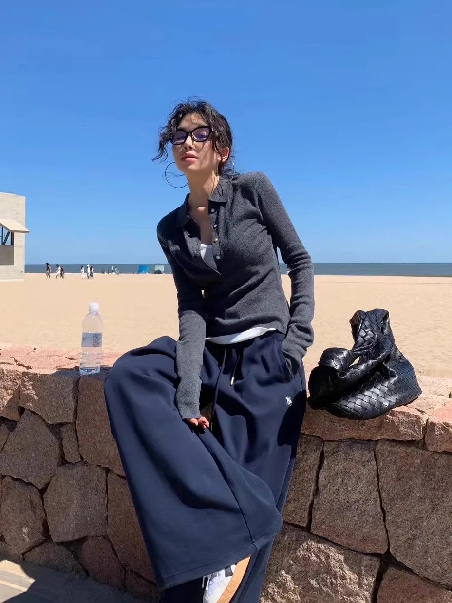 Tonngirls Korean Style Knit T Shirt Women Long Sleeve Skinny Streetwear Pullovers Fake Two Pieces Tops Fashion Autumn Winter Top