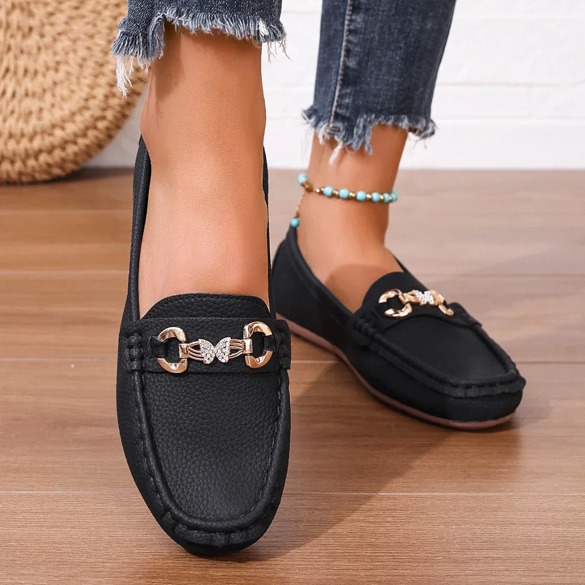 Women's Casual Slip on Mary Jane Shoes 2025 Spring Autumn New Fashion Round Toe Solid Soft Sole Flat Loafers Zapatos De Mujer