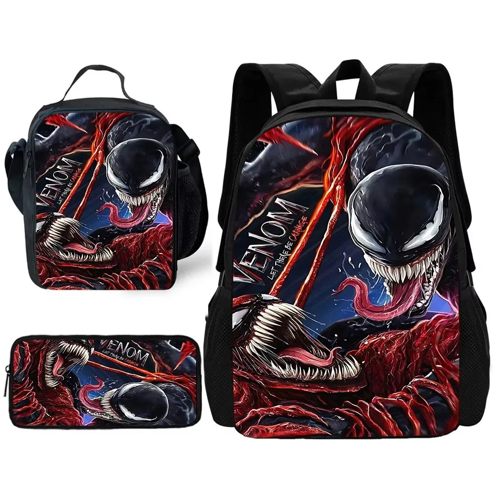 Marvels V-venoms Child School Backpack with Lunch Bags ,Pencil Bags ,School Bags for Boys Girls Best Gift XHOO1-TZ-102-A7