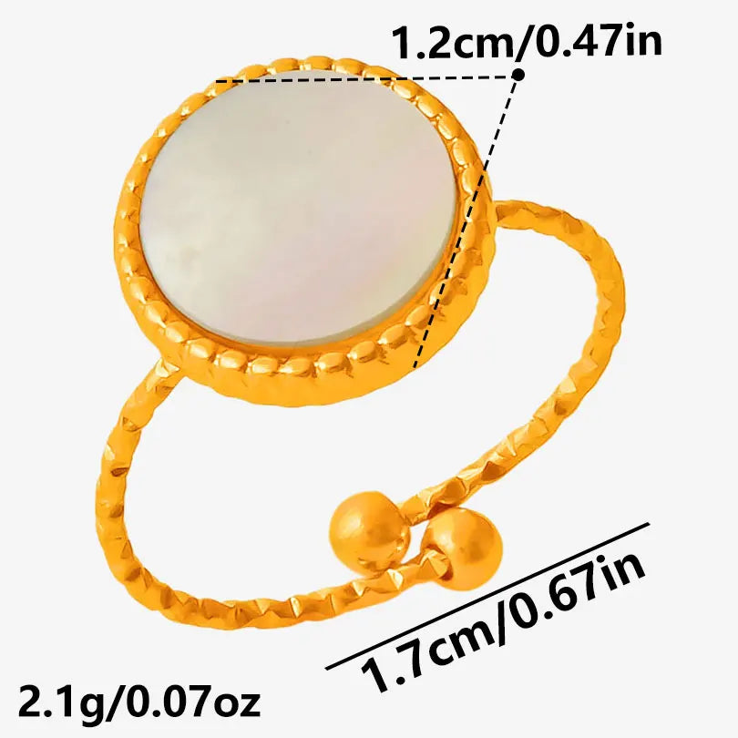 Sea Jewelry Shell Leaf Geometric Round Stainless Steel Rings For Women Men Accessories Open Adjustable Ring Beach Holiday Bagues