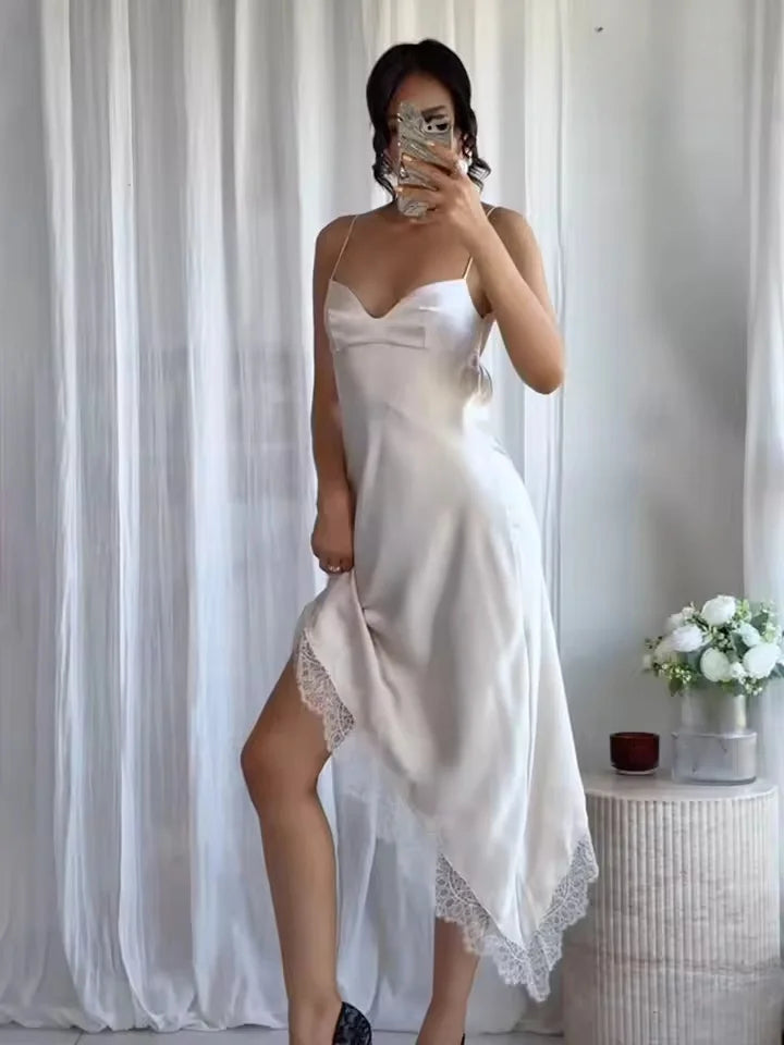 Tidalyf 2025 New Women Sexy Sweetheart Neck Dress-Sleeveless with Lace Trim, Elegant Chic for Summer Daily Wear & Dates Badiee Stylez