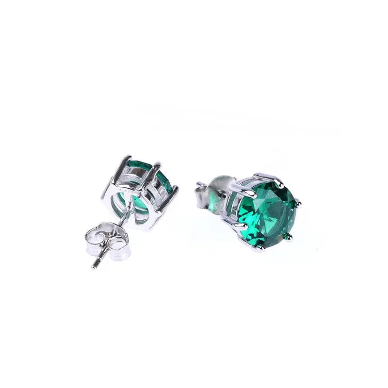 1PCS Green Crystal Zircon Earrings For Men Retro Hip Hop Jewelry Women Earrings Trendy Accessories Gift Dropshipping