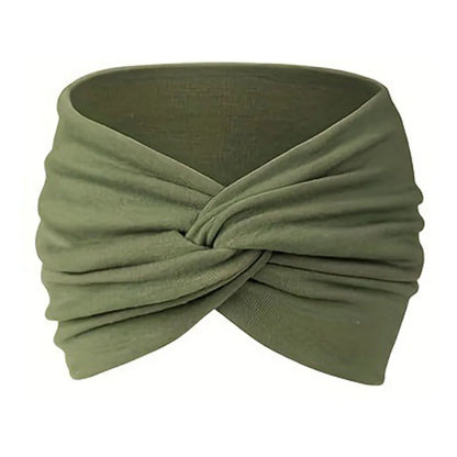 Women Headbands African Wide Hair Wrap Turban Twist Headband for Women Large Sport Workout Stretch Non-slip Big Hair Bands green
