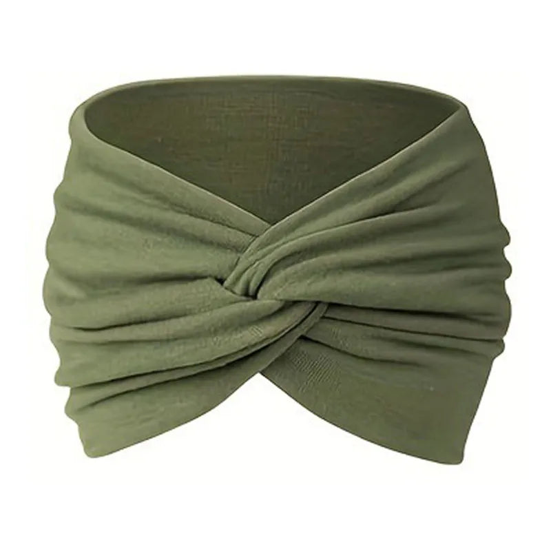 Women Headbands African Wide Hair Wrap Turban Twist Headband for Women Large Sport Workout Stretch Non-slip Big Hair Bands green