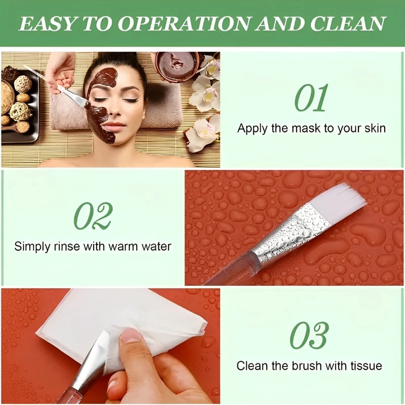 Skin Care DIY Mask Set Clear Rod Mud Mixing Bowl Spoon Set Soft Applicator Brushes for Face Deep Cleaning Portable Beauty Tools