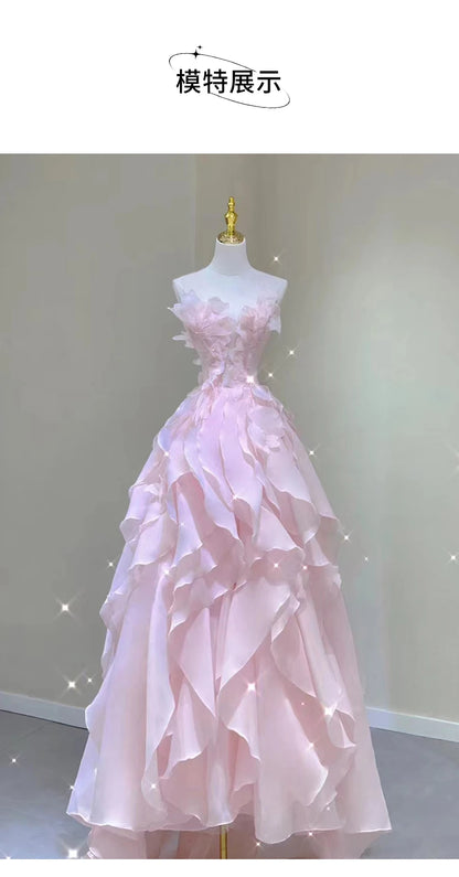 Pink Evening Dress Women's Light Luxury Banquet Toast Birthday Adult Badiee Stylez