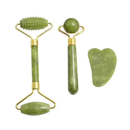 Natural Jade Roller Face Gua Sha Natural Stone Body Neck Massager Acupoint Eye Care Spa Massage Tools Massage Visage Lifting Badiee Stylez