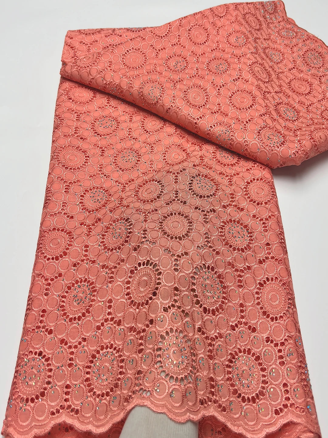 Original Austria Pure Cotton Lace Fabric 2024 High Quality Swiss Voile Embroidery Stones Lace Fabric For Women Celebration Dress A158 5码 5yard