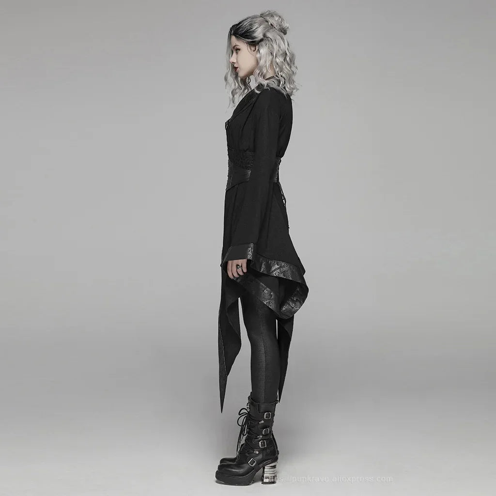 PUNK RAVE Women's Dark Punk Japanese Kimono Asymmetric Adjustable Party Club Stage Performance Irregular Personality Dress Badiee Stylez