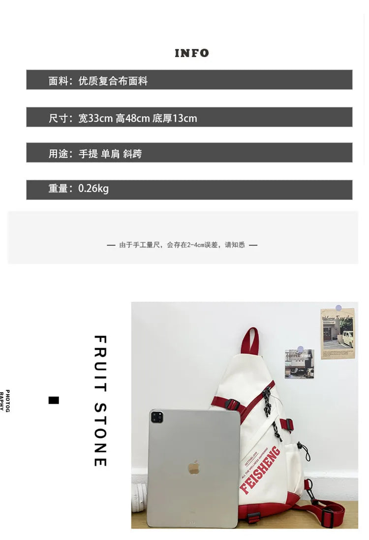 New Y2k Portable Light Nylon Crossbody Bag Trendy Rucksack Travel Shoulder Bag Casual knapsack Outdoor Sports Unisex Chest Packs