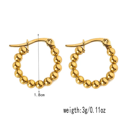 Stainless Steel Women's Hoop Earrings, Non Fading Fashionable Gold Color Metal Bead Earrings, Classic Jewelry Accessories RH132 D CHINA