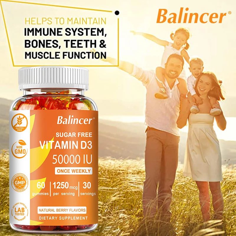 High Potency Vitamin D3 50,000 IU - Immune Support, Bone, Teeth, Heart and Nerve Health, Antioxidant - Gluten-Free, Non-GMO