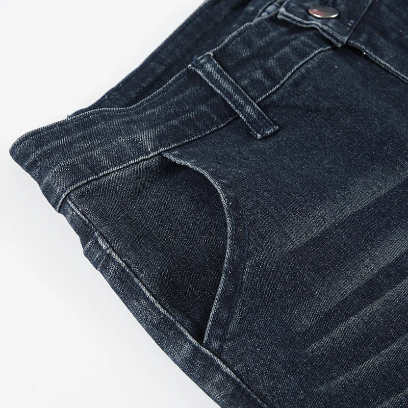 Weekeep Streetwear Low Rise Flared Jeans y2k Vintage Slim-fitting All-match Blue Denim Pants 2000s Casual Women's Jeans Harajuku