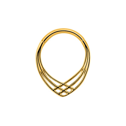 Flower Moon Heart Waterdrop Septum Piercing Daith Conch Tragus Hoop Earring Clicker Segment Nose Ring 316L Surgical Steel 16G C-Gold Color