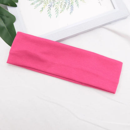 Elastic Cotton HairBand Fashion Headbands for Women Men Solid Running Fitness Yoga Hair Bands Stretch Makeup Hair Accessories Rose Red