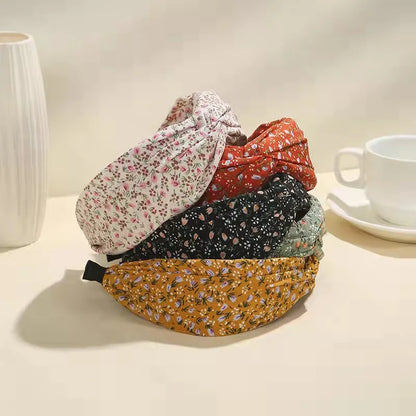 Bohemian Floral Cross Headband Women Wide Bands Hair Hoop Styling Tool Fabric Flower Print Vintage Headwear Accessories Summer