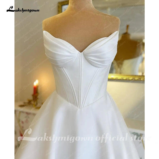 Lakshmigown Classic A Line Soft Satin Wedding Dresses 2026 Vestidos De Novia Beach Bridal Gowns Customized Badiee Stylez
