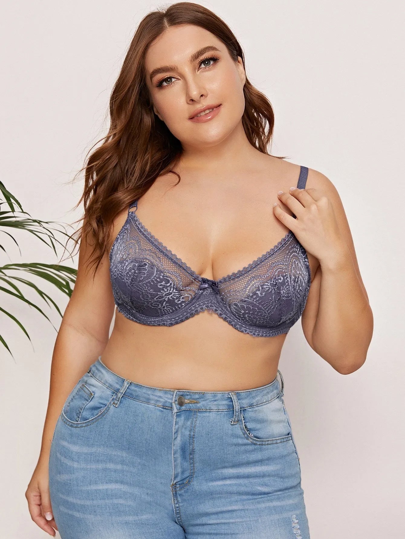 Beauwear B C Cup French Style Light Weight Women Lace Bra Breathable Back Closure Adjustable Strap Soft Deep V Thin Lingerie Top