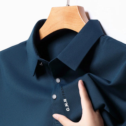 Men's Polo Shirt - Breathable & Comfortable Solid Color Top for Casual Business Style