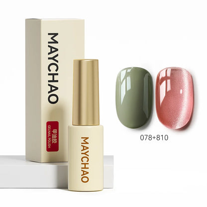 MAYCHAO 5ML Gel Nail Polish 9D Laser Diamond Glitter Cat Eye Gel Semi-Permanent Soak Off UV LED Gel Nail Manicure Tools Nail Art 078And810