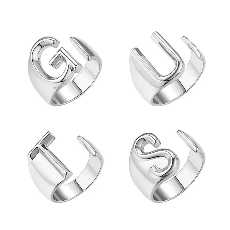 4 PCS Silver Plated Letter G U T S Ring Set Fashion Adjustable GUTS Rings For Women Fans Gifts silver