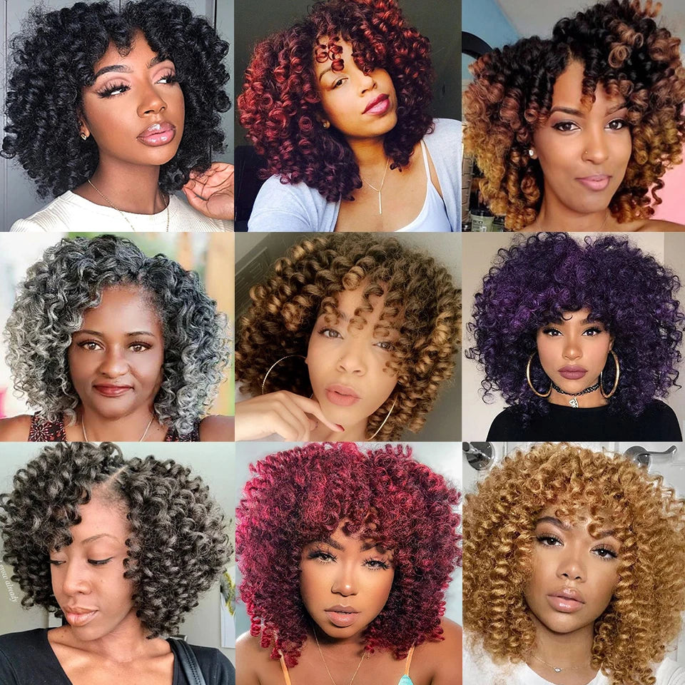 1- 5 Packs 8 inch Jumpy Wand Curl Jamaican Bounce Crochet Hair Natural Black Wand Curls Crochet Hair Short Curly Crochet Braids Badiee Stylez