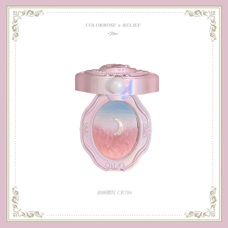 Colorrose Embossed Powder Blush Blue Genuine Nude Makeup Natural Party Blusher Shimmer Pearlescent Highlight Eyeshadow 786