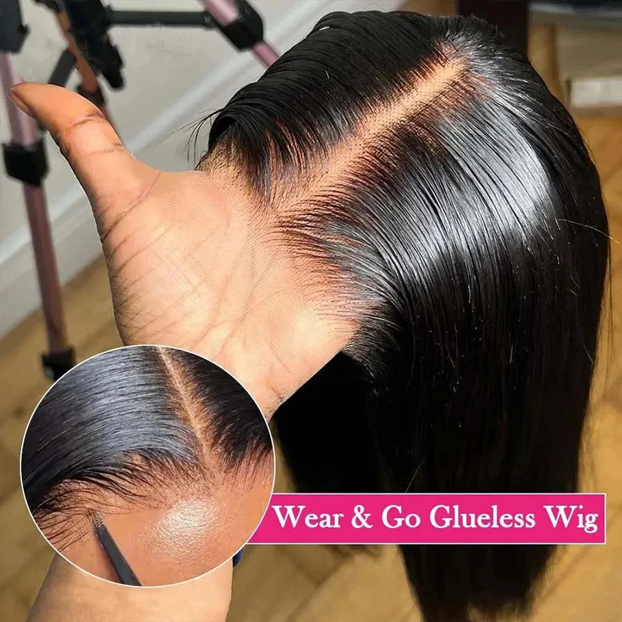 Bone Straight Short Bob Wigs 100% Human Hair Wigs Wear and Go Glueless Lace Front Wig Brazilian Lace Front Human Hair Wigs 180%
