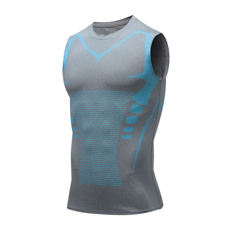 Mans Compression Tank Top Men Gym Shirt Sleeveless Quick Dry Sportswear Male Fitness Bodybuilding Vest Workout Muscle Top 806 gray