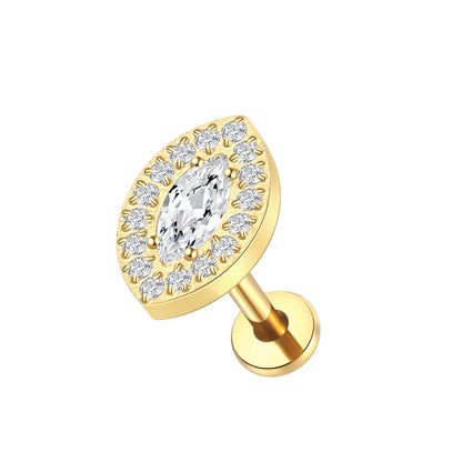 1PC Titanium Zircon Star Flower Labret Piercing for Women Cartilage Tragus Daith Helix Stud Earring Body Jewelry TC067-2 1.2x8mm