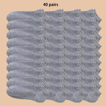 Unisex 40/20/10 Pairs of Solid Color Socks, Soft and Lightweight Ankle Socks, WOMEN'S Casual Boat Socks, Low Cut Ankle Socks Badiee Stylez