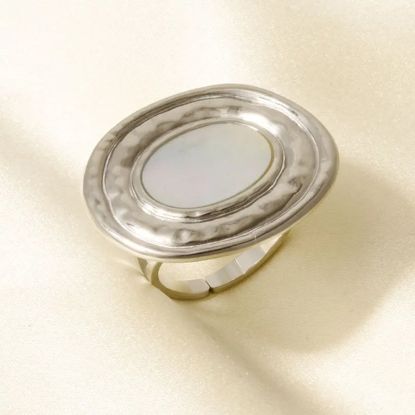 Sea Jewelry Shell Leaf Geometric Round Stainless Steel Rings For Women Men Accessories Open Adjustable Ring Beach Holiday Bagues J932-S-W adjustable