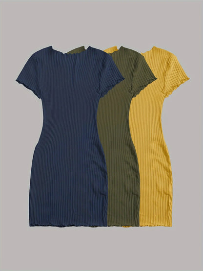 New style stylish solid color casual slim women's dress three-piece set