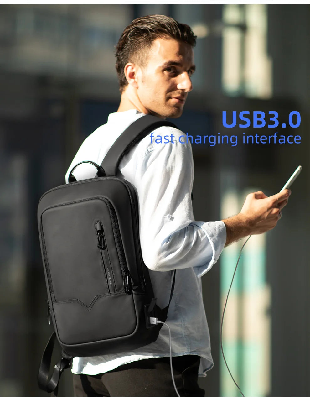 Hk Slim Laptop Backpack Men 14 Inch Office Work Women Backpack Thin Business Bag Unisex Black Ultralight Small Backpack School