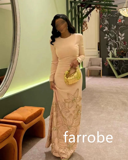 Customized Classic Jersey Pleat Flower A-line O-Neck Midi Dresses Evening Dresses Exquisite Modern Style Pastrol Unisex Chinese Badiee Stylez