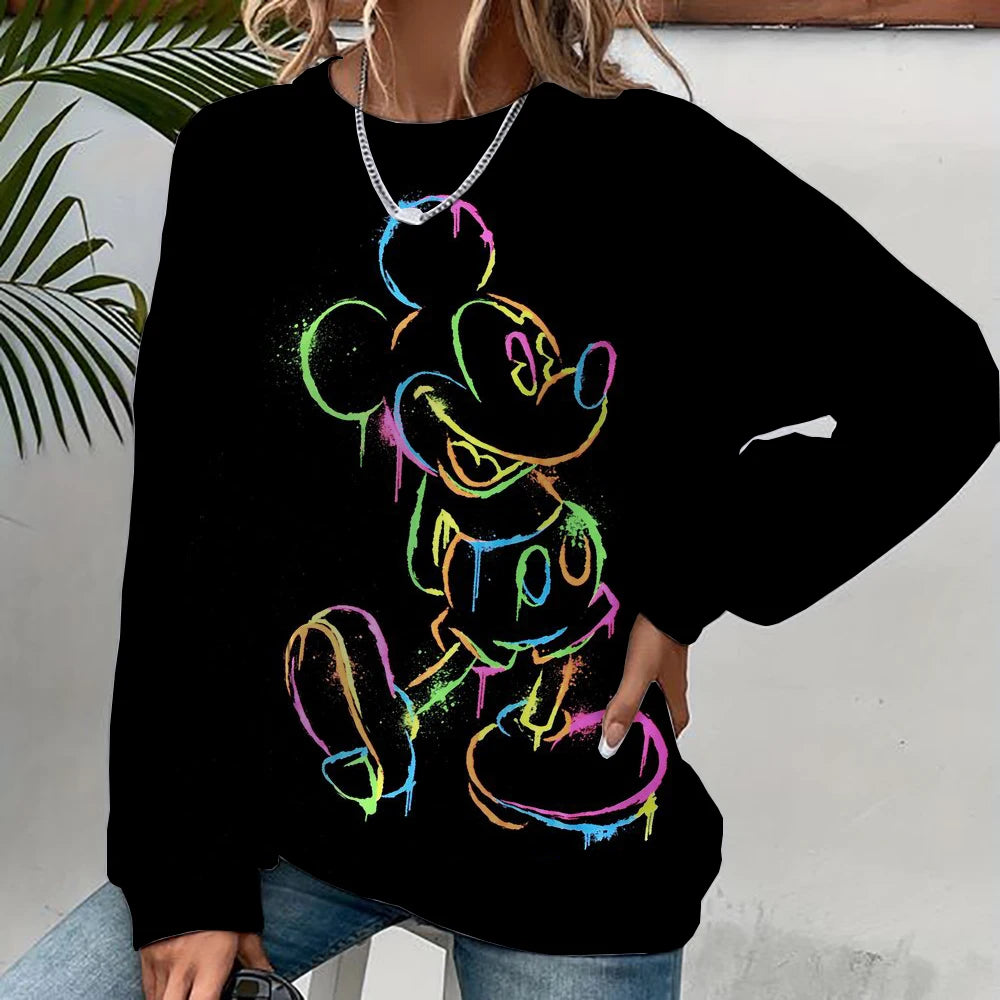 Mickey Mouse Print Women Hoodies Sweatshirts Streetwear Cute Oversized Hoodies Pullover Cropped Hoodies Females Y2k ANZ5JZ0194