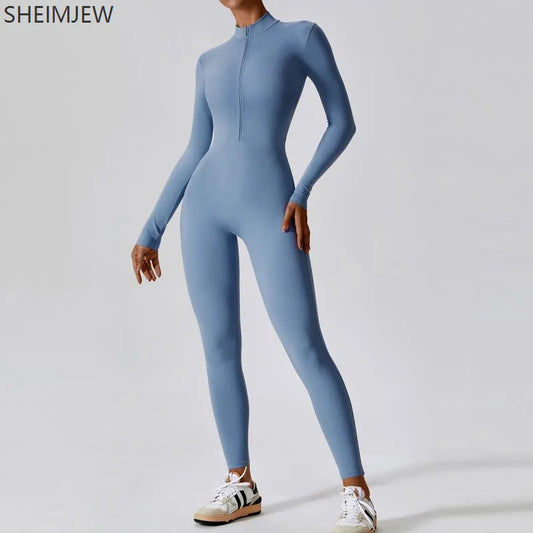 One-piece Sports Training Jumpsuit Women's Long Sleeve Tight Hip-highlighting Bodysuit Gym Clothing Sexy Dance Exercise Tights Badiee Stylez
