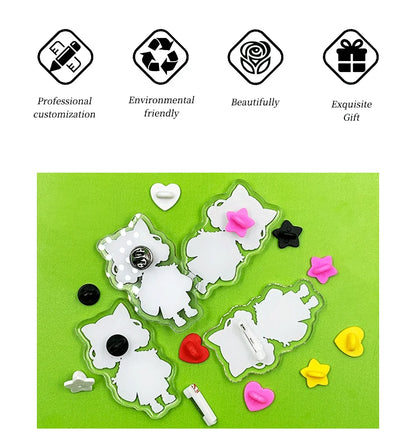 Custom Acrylic Brooches Popular Fashion Clothing Bags Accessories Kids DIY Personalized Design women fathers day gifts Pins