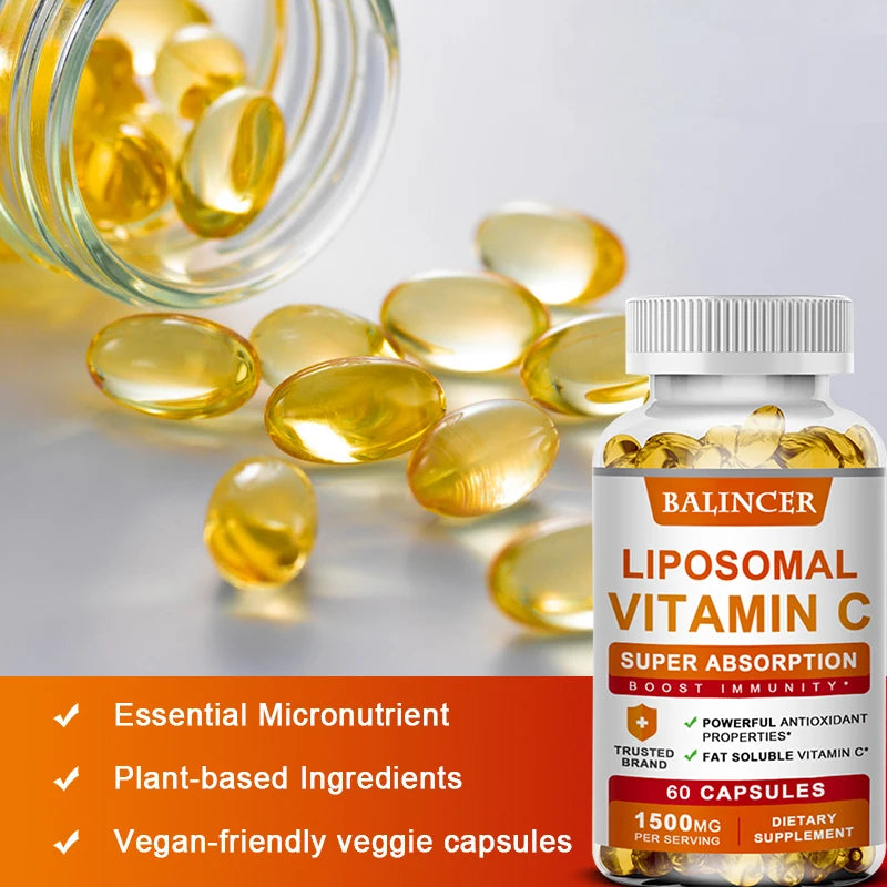 Liposomal Vitamin C Capsules - Promotes Collagen Production, Supports Skin, Immune Health, Powerful Antioxidant