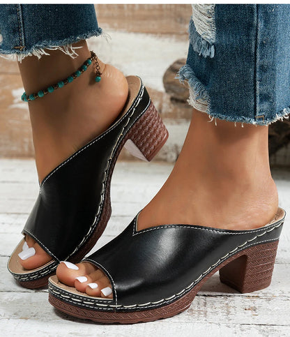 Women's Sandals Summer 2025 Heels Sandalias Mujer Peep Toe Woman ShoesCSummer Footwear Women Heeled Slippers Luxury Heeled Shoes