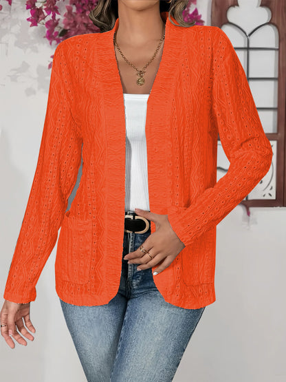 Plus Size Open Front Cardigan - Lightweight Sheer Jacket with Pockets, Chic Fall Outerwear for Women