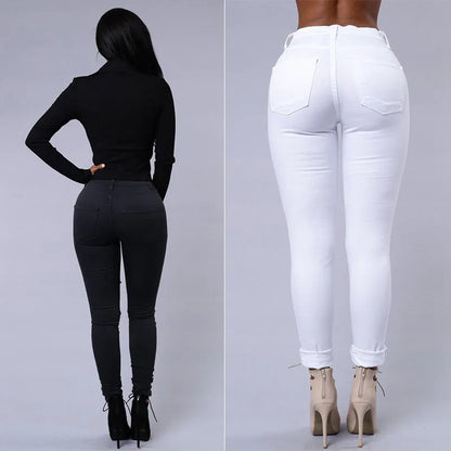 Fashion Stretchy Ripped Skinny Black Jeans Women Zipper Hollow Out Denim Jeans Casual Lady Street Bottoms