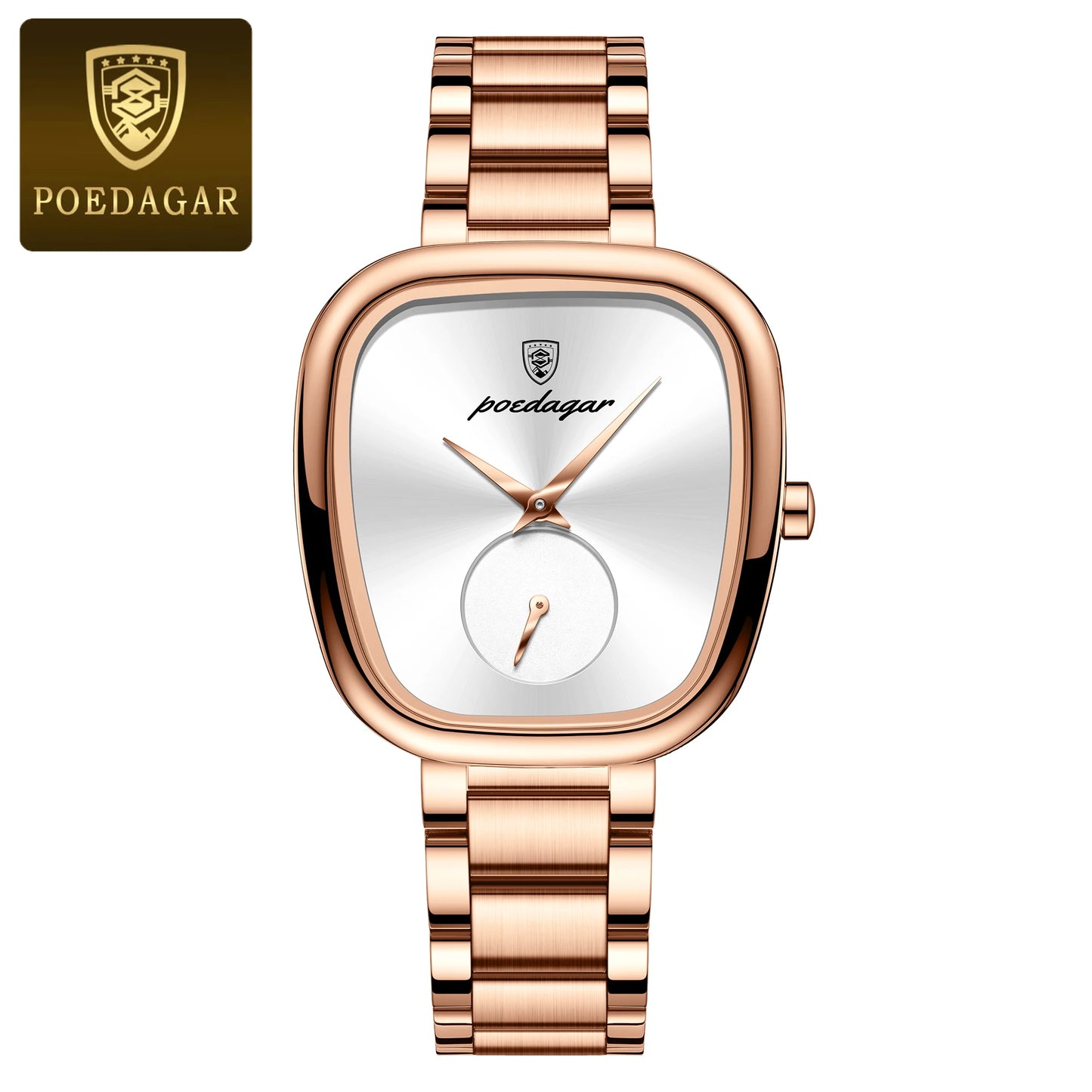 POEDAGAR Luxury Watch for Woman Waterproof Stainless Steel Quartz Ladies Watch High Quality Women's Watches Elegant Female Clock 783 Rose Gold White