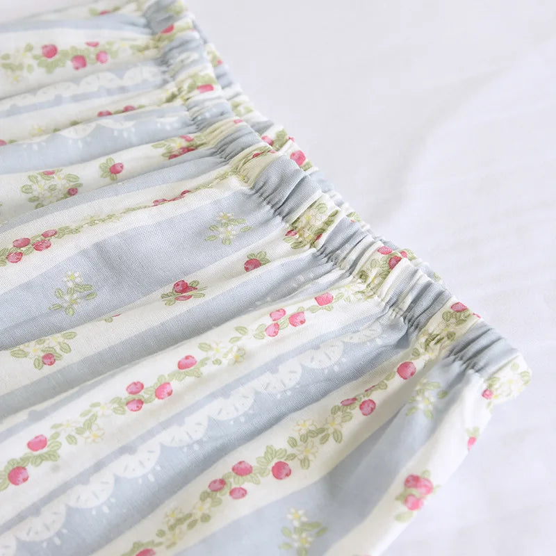 2025 Japanese New Women's Pajama Set 100% Cotton Gauze Long Sleeve Long Pants Two Piece Set Fresh and Sweet Thin Home Clothing