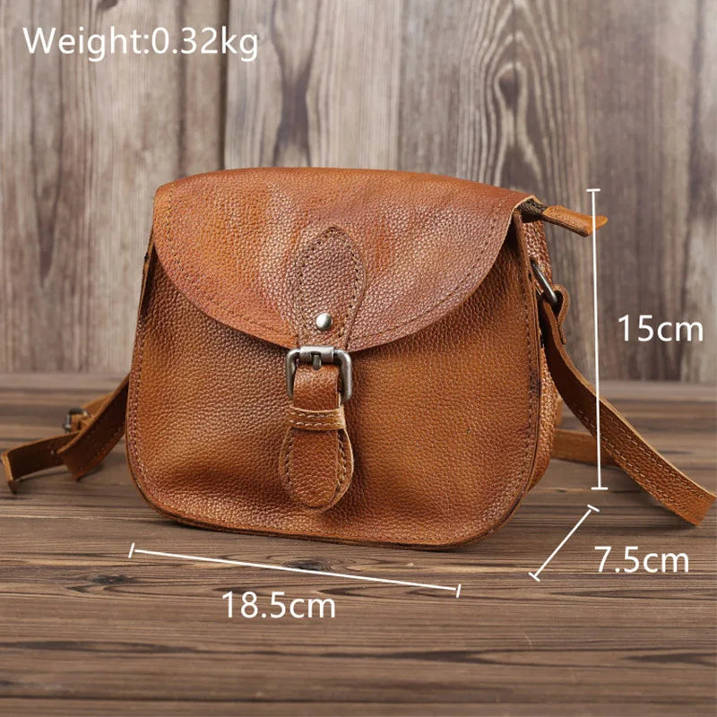 Vintage Shoulder Bag Women Genuine Cowhide Leather Wallets Purse Retro Pouch Simple Style Solid Small Bags