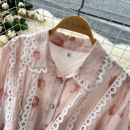 Chic vintage rhinestone lace-up slim Elegant Fairy korean fashion Boho Sundress women clothing Long dress