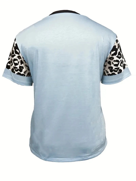 Plus Size Plaid Heart Print T-Shirt Casual Short Sleeve Top For Spring & Summer Women's Plus Size Clothing