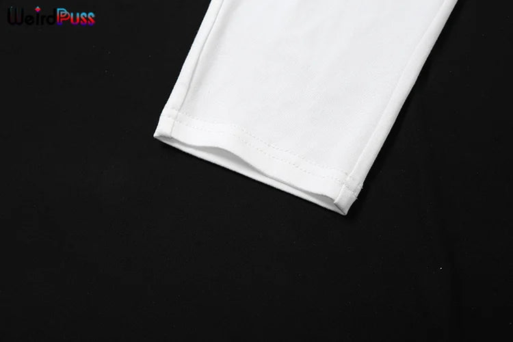 Weird Puss Chic Elegant 2 Piece Set Women Tracksuit Skew Collar Ribbon Tank Tsop+Leggings Casual Skinny Stretch Matching Outfits